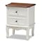 Baxton Studio Darlene White and Cherry Brown Finished Wood 2-Drawer Nightstand 165-10696 - alternate 1
